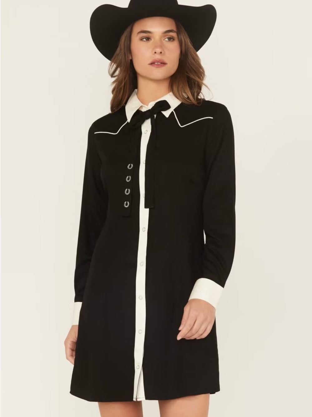Wrangler Black Dress with White Trim & Tie